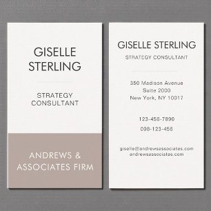 Taupe Beige Professional Corporate Modern Elegant Business Card