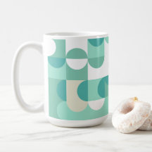 Taupe Beige Teal Blue Mint Green Circles Pattern