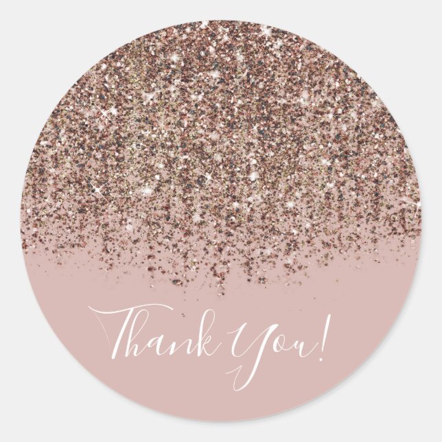 Taupe Blush Pink Bronze Rose Gold Glitter Party Classic Round Sticker (Front)