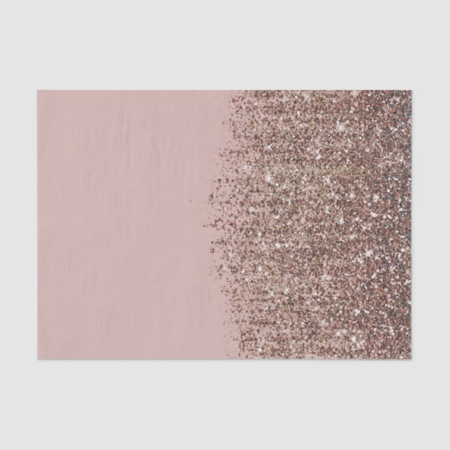 Taupe Blush Pink Rose Bronze Gold Glitter Glam Tissue Paper (Front)
