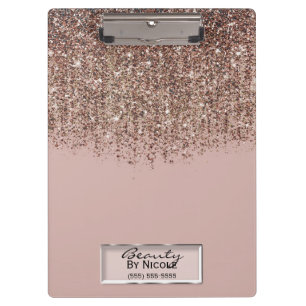 Taupe Blush Pink Rose Gold Bronze Glitter Cascade Clipboard
