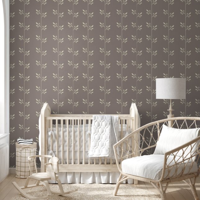 Taupe Botanical Vine Wallpaper (Kids)