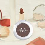 Taupe Bridesmaid Initial and Name Compact Mirror<br><div class="desc">A personalised compact mirror for your wedding bridesmaid or maid of honour that has her initial and name on a trendy,  taupe colour background. Edit to replace initial and name. Select your compact mirror style.</div>