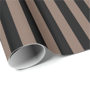Taupe Brown and Black Stripe Wrapping Paper