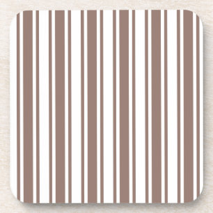Taupe brown and white candy stripes coaster