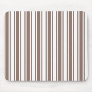 Taupe brown and white candy stripes mouse mat