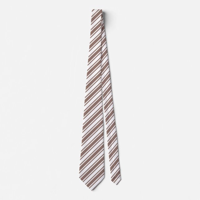 Taupe brown and white candy stripes tie (Front)