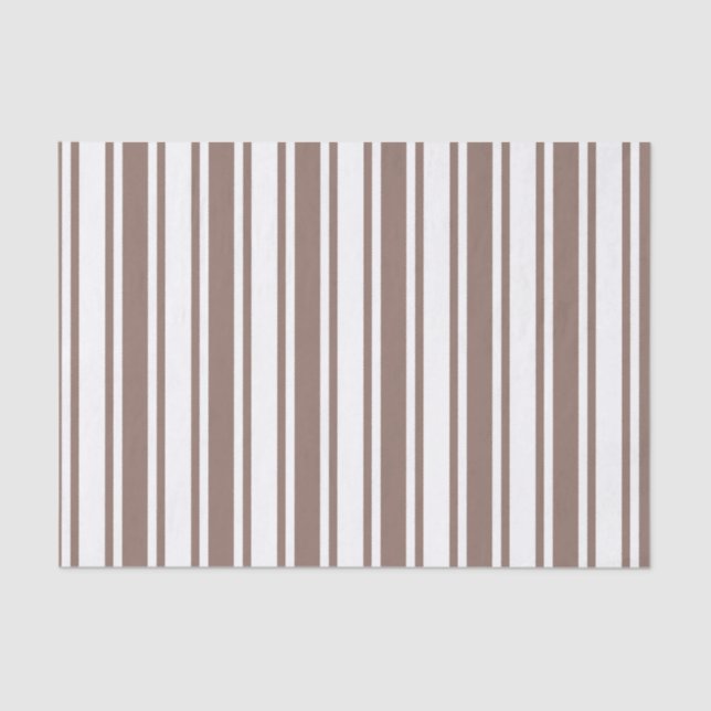Taupe brown and white candy stripes tissue paper (Front)