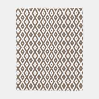 Taupe brown and white diamond pattern fleece blanket