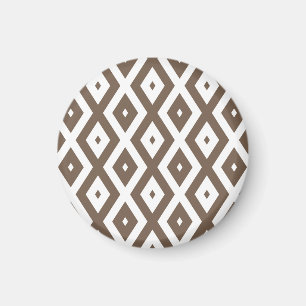 Taupe brown and white diamond pattern magnet