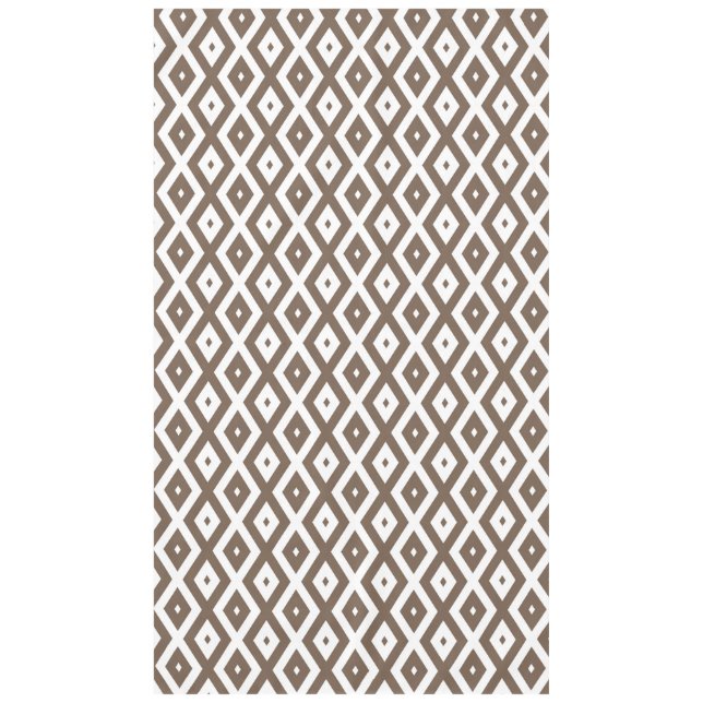 Taupe brown and white diamond pattern tablecloth (Front)