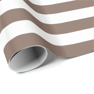 Taupe Brown and White Stripe Wrapping Paper