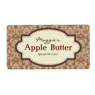 Taupe & Brown Apple Butter Jam Jar Labels