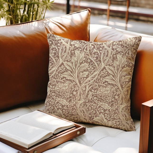Taupe Brown Arcadia William Morris Hawthorn Cushion (Creator Uploaded)