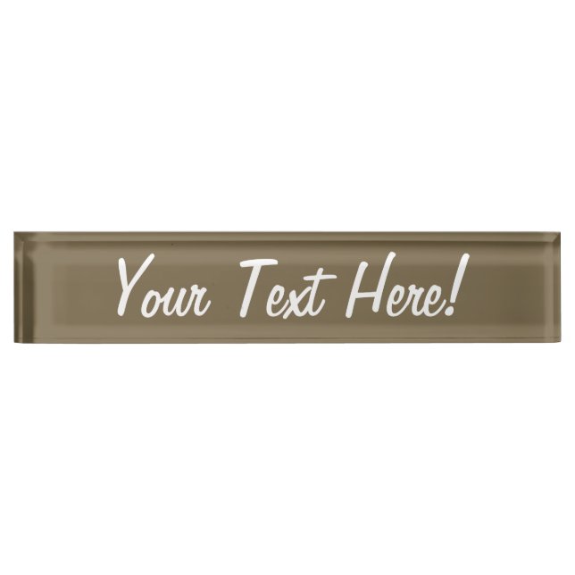 Taupe Brown Colour Background Customisable Nameplate (Front)