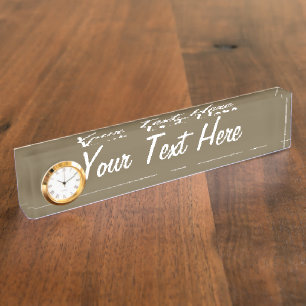 Taupe Brown Colour Background Customisable Nameplate
