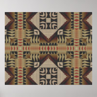 Taupe Brown Dark Red Black Ethnic Tribal Mosaic