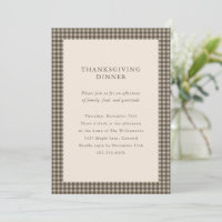 Taupe Brown Gingham Thanksgiving Dinner Custom