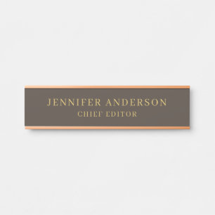 Taupe Brown & Gold Color Professional Modern Plain Door Sign