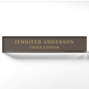 Taupe Brown & Gold Colour Professional Modern Plai Nameplate