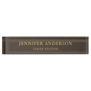Taupe Brown & Gold Colour Professional Modern Plai Nameplate