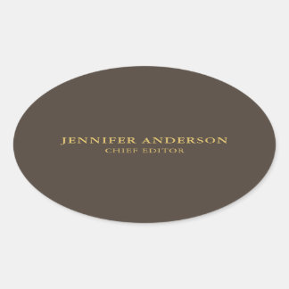 Taupe Brown & Gold Colour Professional Modern Plai Oval Sticker