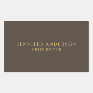 Taupe Brown & Gold Colour Professional Modern Plai Rectangular Sticker
