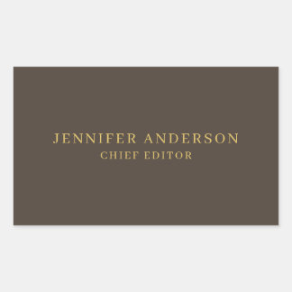 Taupe Brown & Gold Colour Professional Modern Plai Rectangular Sticker