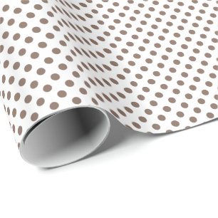 Taupe Brown Polka Dots on White Wrapping Paper
