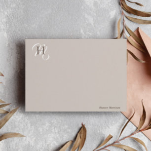 Taupe Brown Stacked Initials Elegant Card