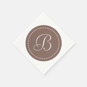 Taupe Brown/White Dot Monogram Napkin