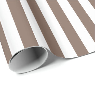 Taupe Brown/White Stripe Wrapping Paper