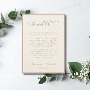 Taupe Champagne Old Money Wedding Thank You Announcement