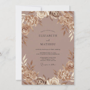 Taupe Champagne Painted Wedding Invitation