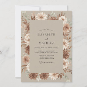 Taupe Champagne Petal Wedding Invitation