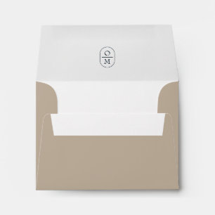 Taupe Chic Minimalist Monogram Wedding RSVP Envelope