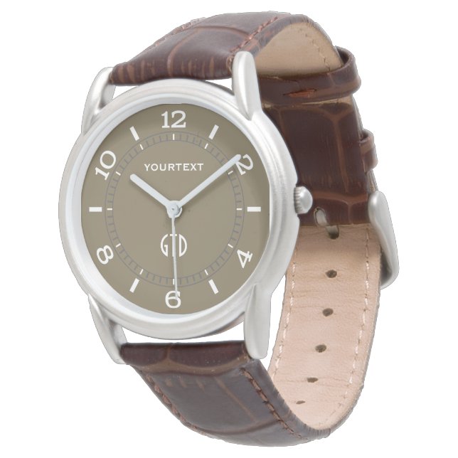 Taupe Coffee Colour Decor Personalised Watch (Angled)