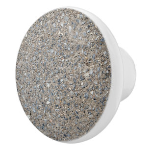Taupe Concrete Cement Blue Aggregate Sidewalk Ceramic Knob