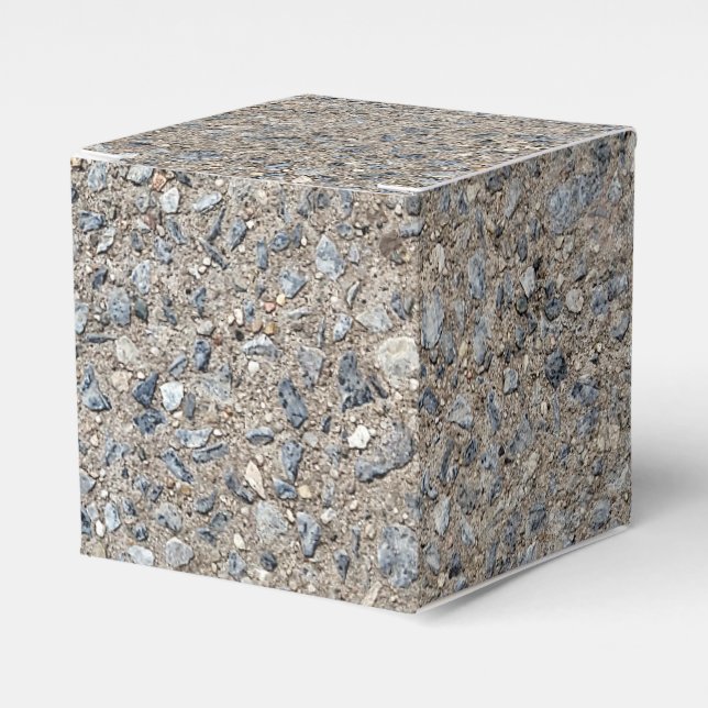 Taupe Concrete Cement Blue Aggregate Sidewalk Favour Box (Front Side)
