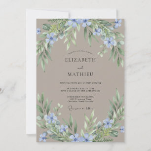 Taupe Cornflower Wildflower Wedding Invitation