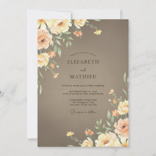 Taupe Cream Ranunculus Eucalyptus Wedding Invitation