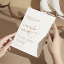 Taupe & Cream Script Wedding Invitation
