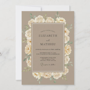 Taupe Cream Warm Rose Wedding Invitation
