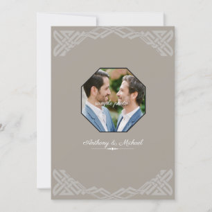 Taupe Custom Photo Gay Wedding Invitation