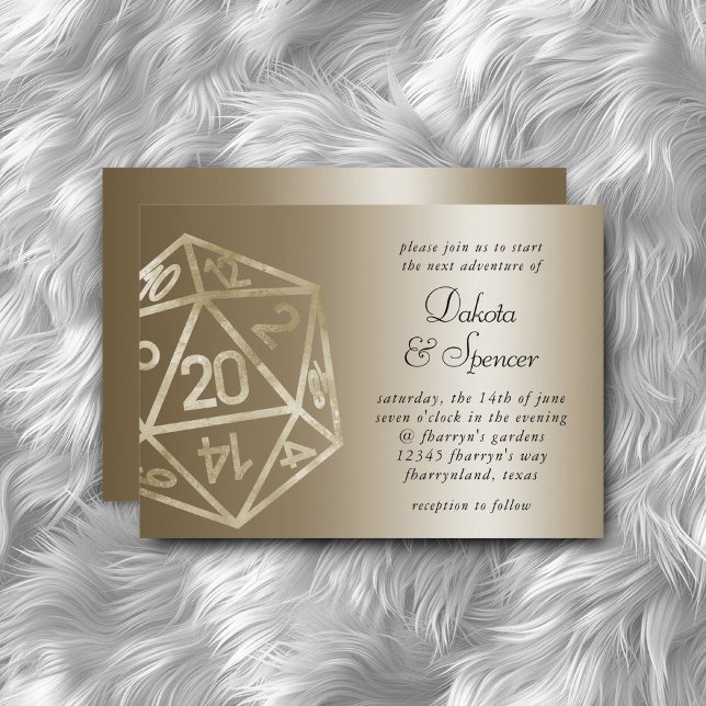 Taupe D20 Crit | RPG Tabletop Fantasy Dice Wedding Invitation (Creator Uploaded)