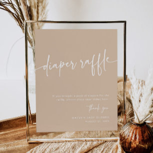 Taupe Diaper Raffle Sign Neutral Modern Minimal