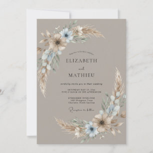 Taupe Dreamy Bohemian Wedding Invitation