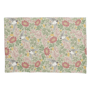 Taupe Dusty Rose Country Garden Print Pillowcase