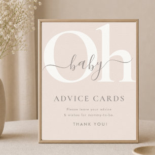 Taupe Earthy Neutral Boho Baby Shower Advice Sign