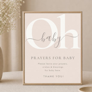 Taupe Earthy Neutral Boho Baby Shower Prayers Sign